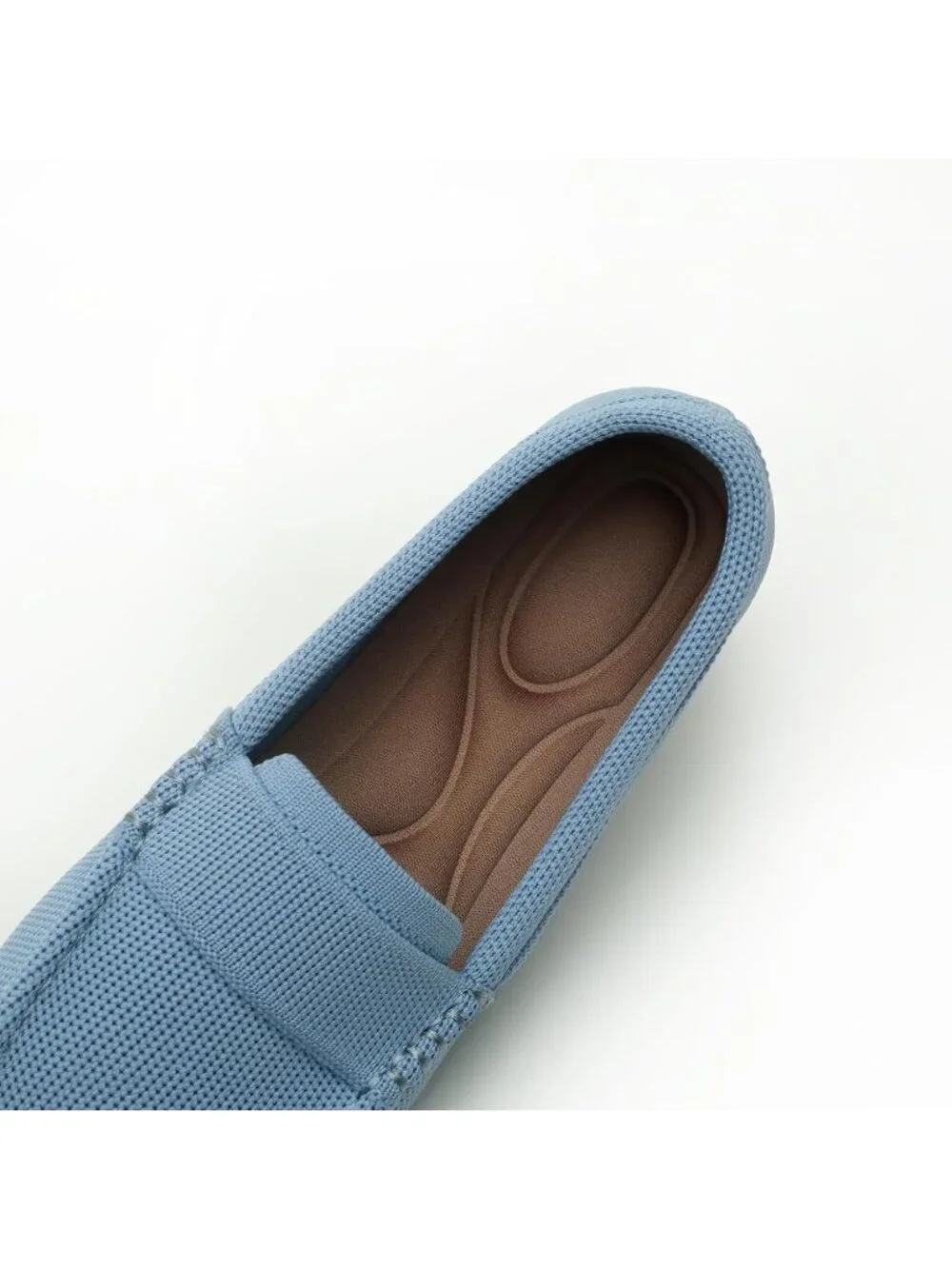 🆕Women's Light Blue Lightweight Knitted Loafers Casual Flat Shoes Comfortable